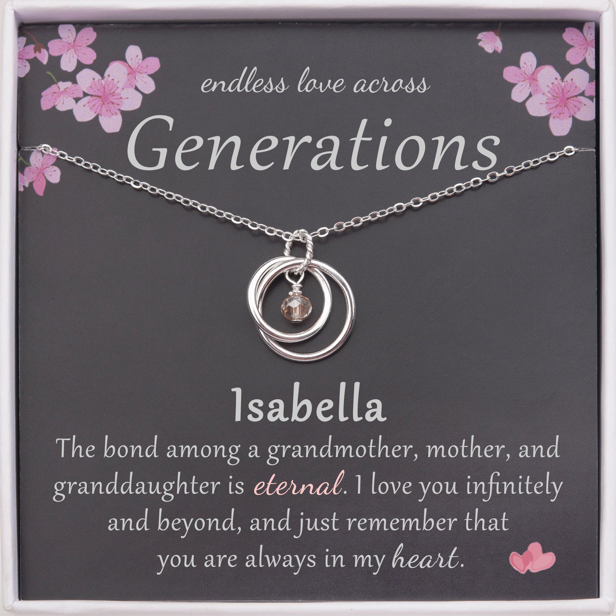 "Endless Love Across Generations" Card and Infinity Necklace