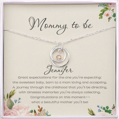 "Mommy to be" Card and Sterling Silver Necklace