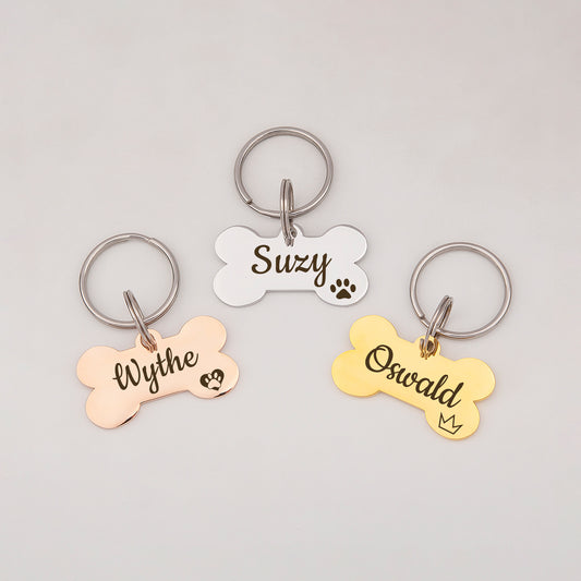 Dog Bone Pet Name and Icon Pet ID Dog Tag