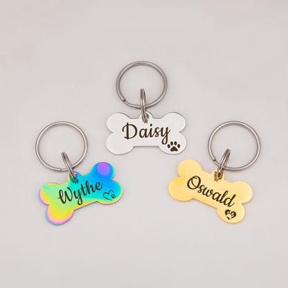 Dog Bone Pet Name and Icon Pet ID Dog Tag