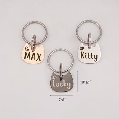 Custom Name and Icon Cat Head Shaped Pet ID Cat Tag