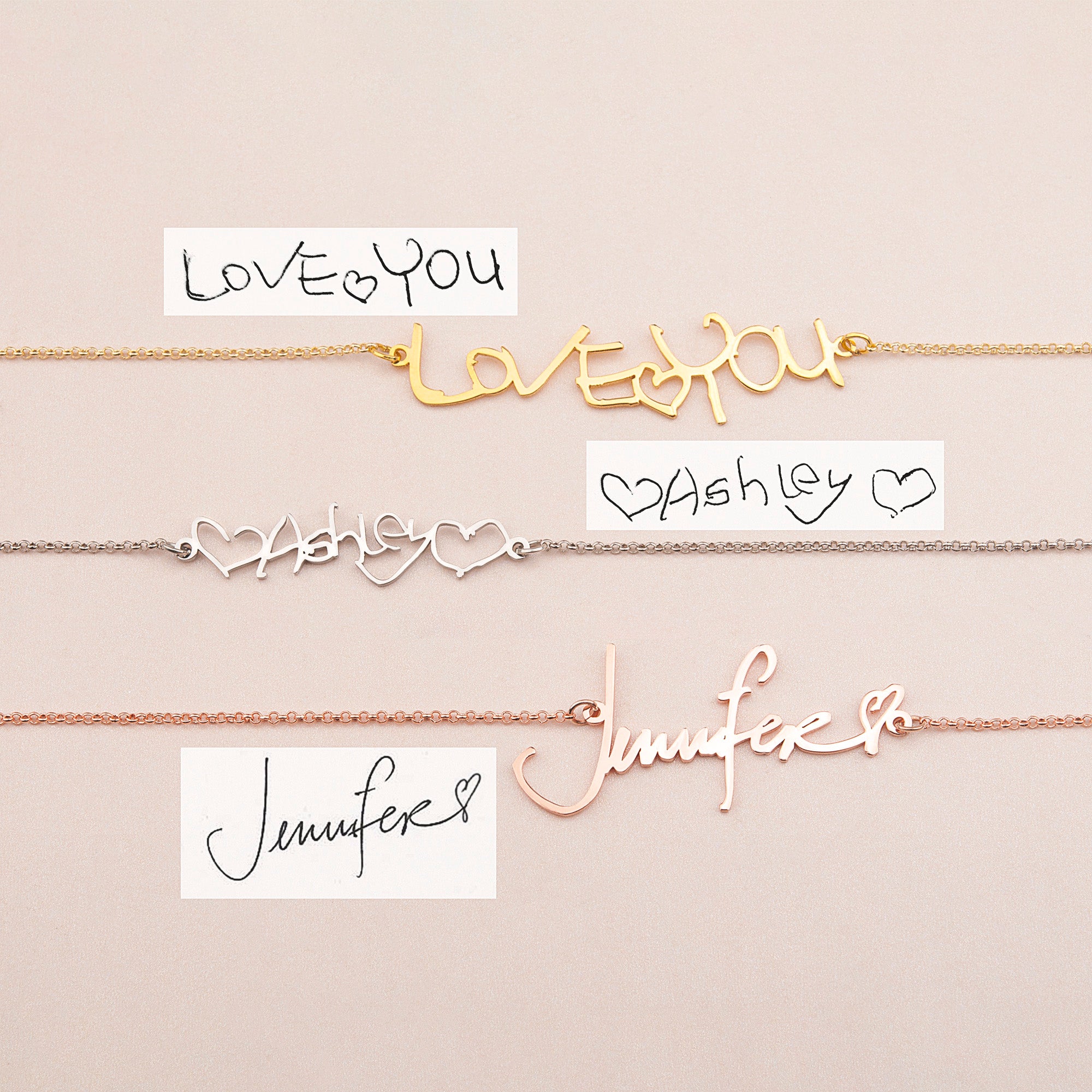 Custom handwriting keepsake, Handwriting Necklace with chain, Custom w –  GlitterGiftsAndMore