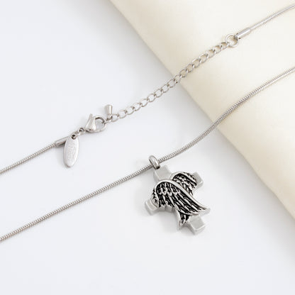 "In Memory of Your Mother Card and Angel Cross Memorial Necklace