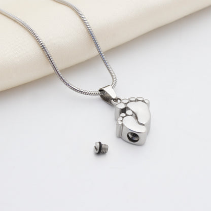 "In Memory of Your Baby" Baby Foot Memorial Necklace