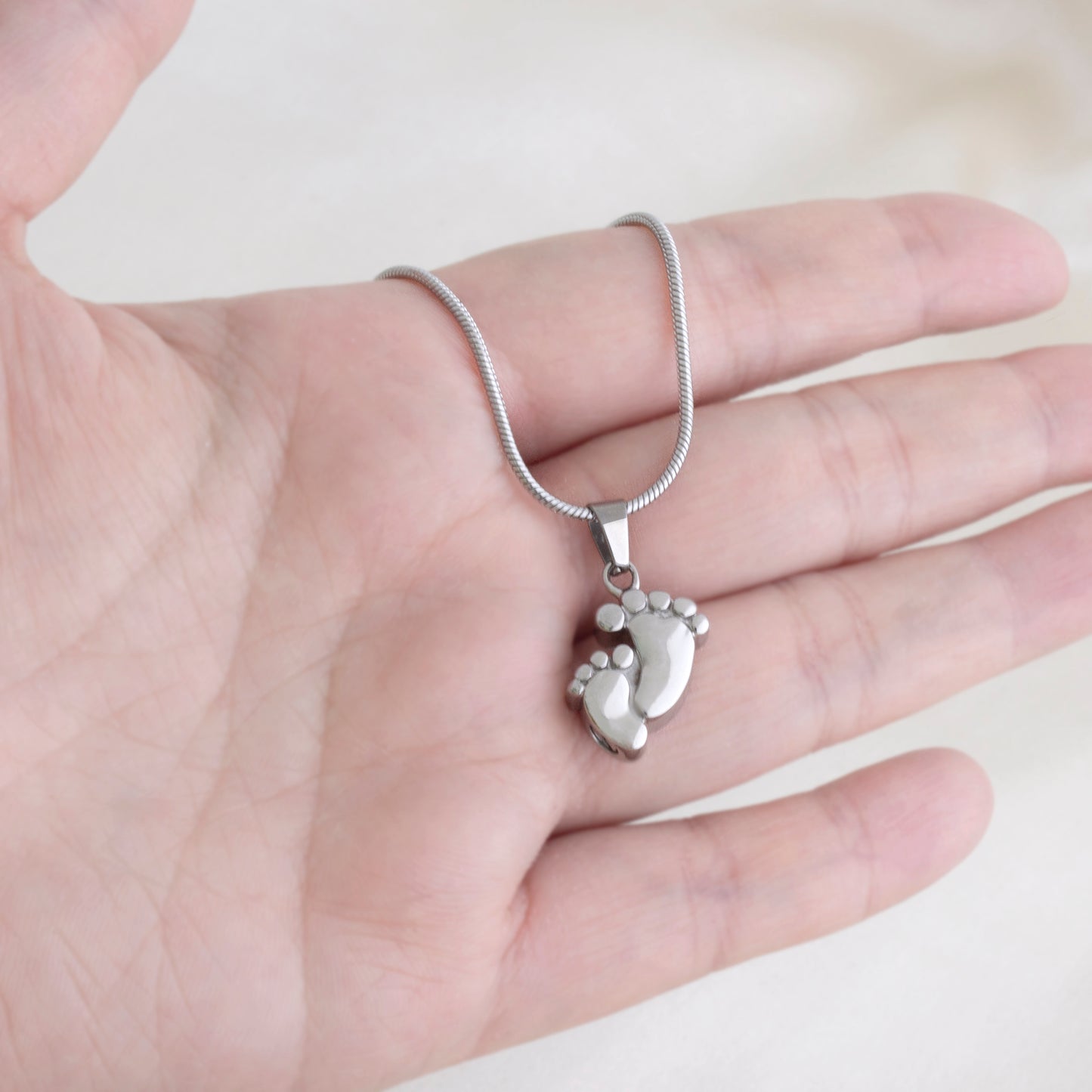 "In Memory of Your Baby" Baby Foot Memorial Necklace