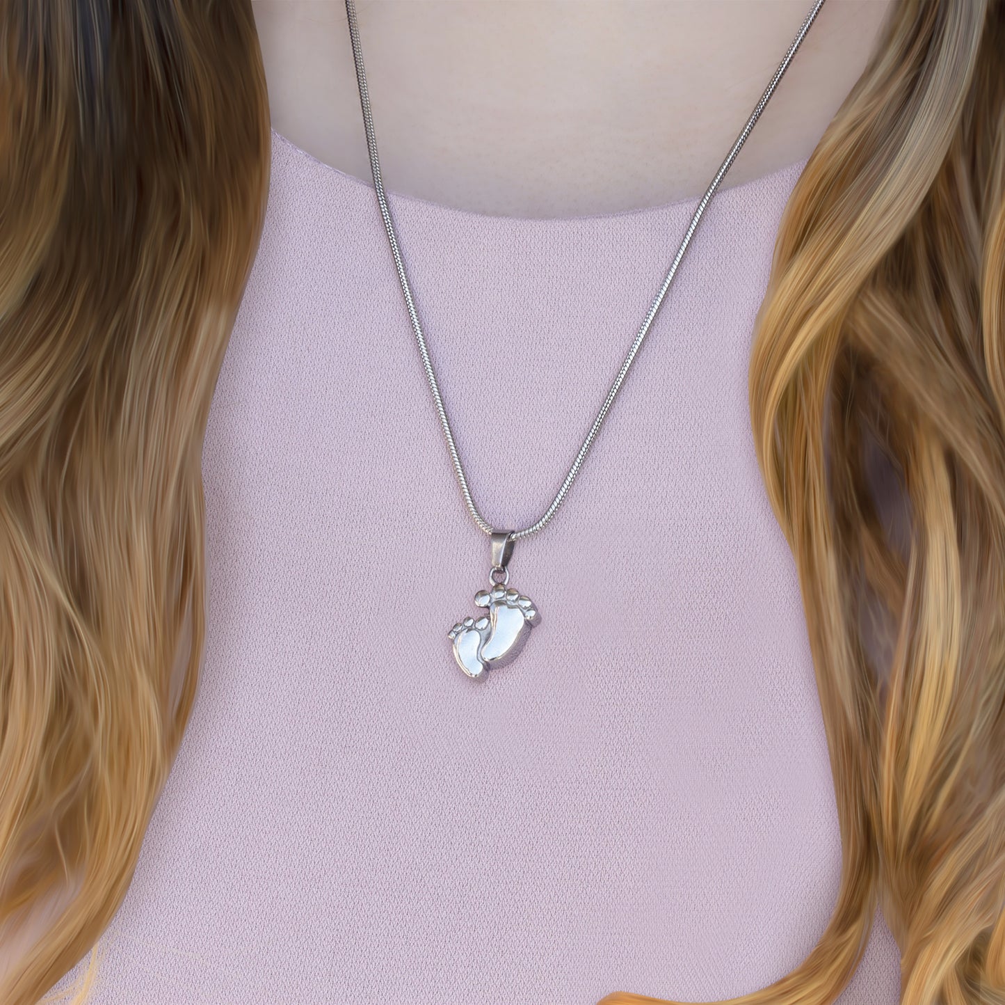 "In Memory of Your Baby" Baby Foot Memorial Necklace