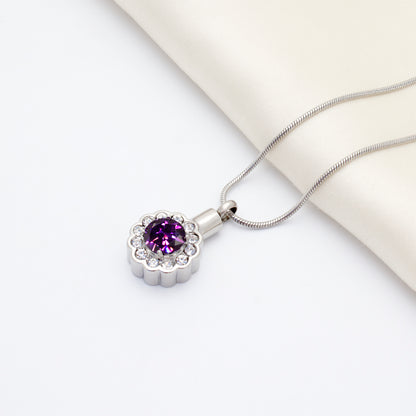 "In Loving Memory of Your Baby" Crystal Flower Memorial Necklace