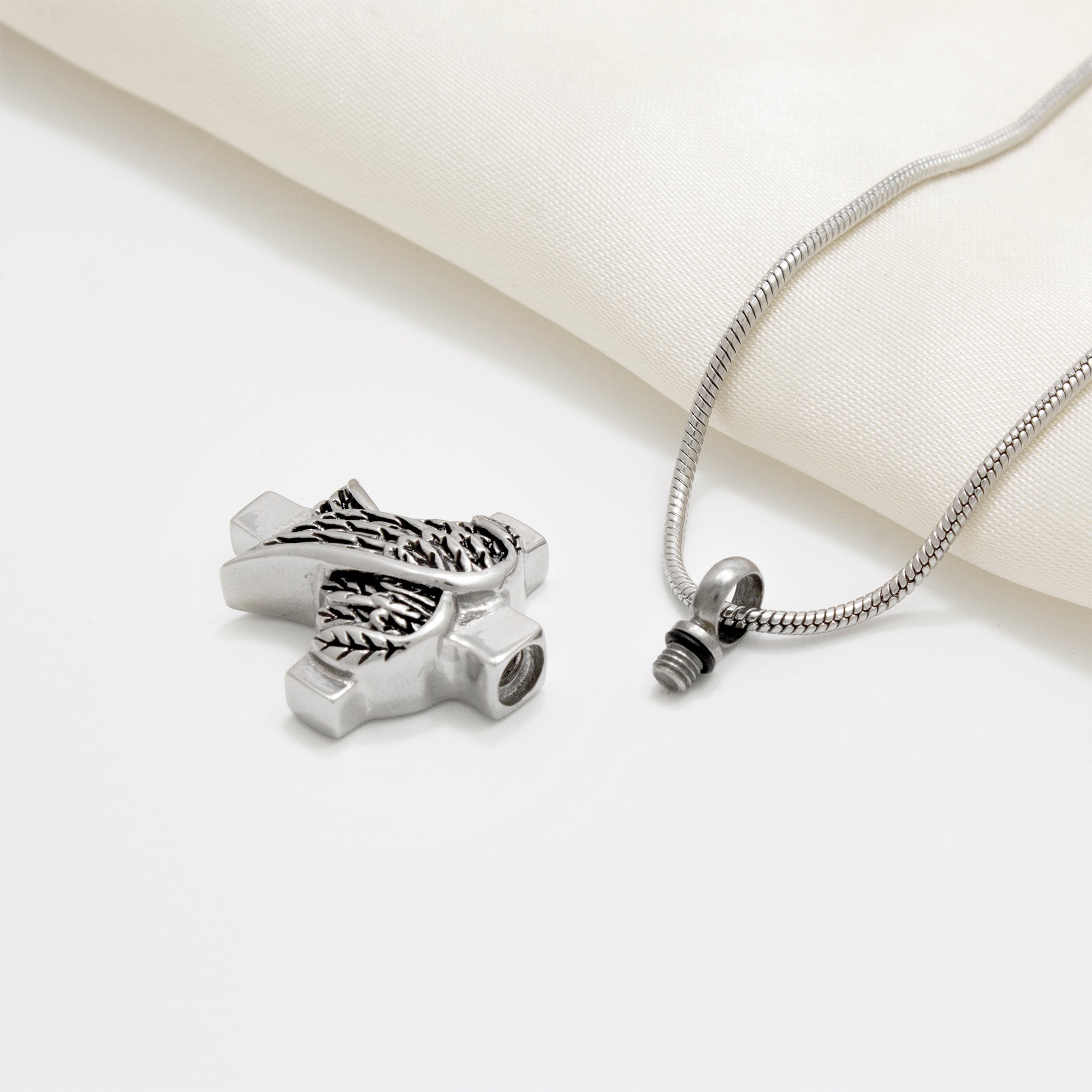 "In Loving Memory of your Child" Card and Angel Cross Memorial Necklace