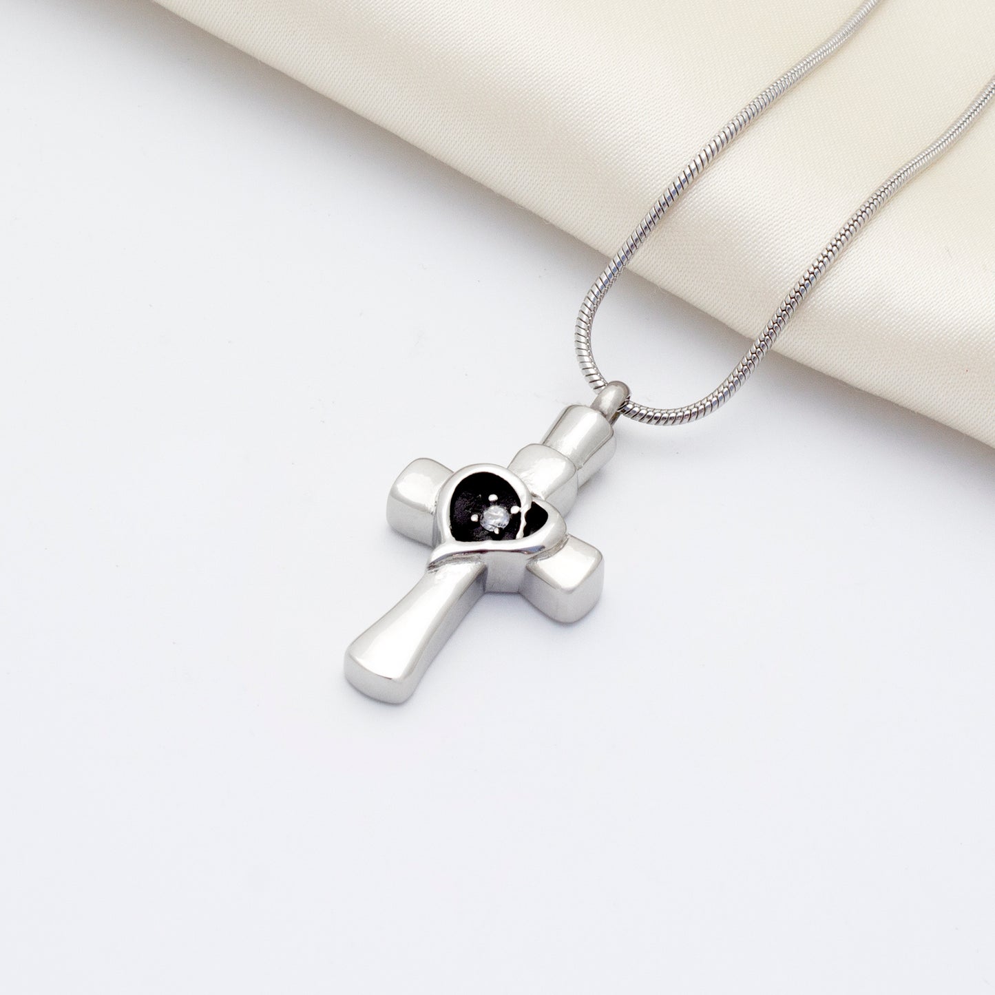 "In Love Memory of your Child" Heart Cross Memorial Necklace