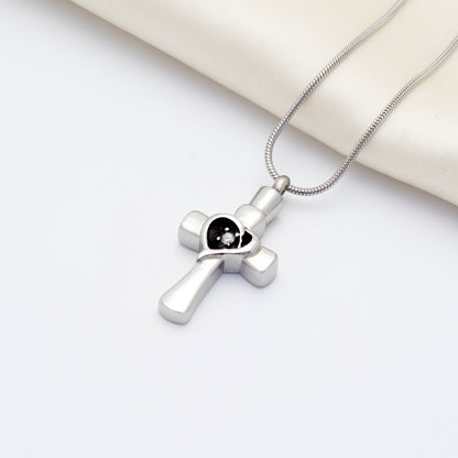 "In Love Memory of your Child" Heart Cross Memorial Necklace