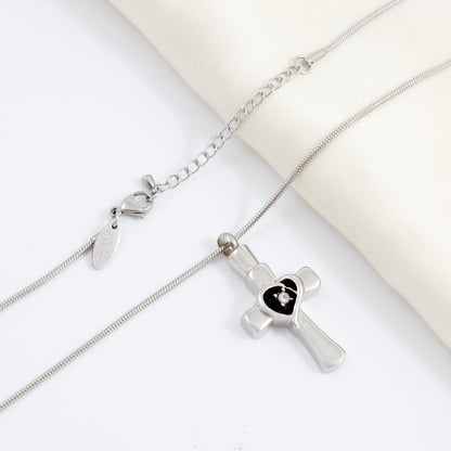 "In Love Memory of your Child" Heart Cross Memorial Necklace