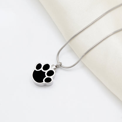 "The best memory of your Loyal Friend" Silver Dog Paw Ashes Holder Pet Memorial Necklace