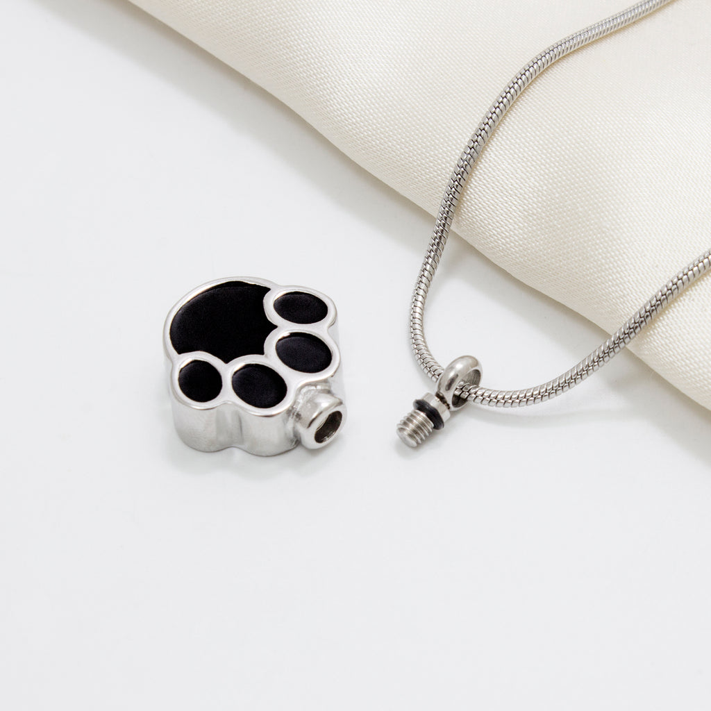 "The best memory of your Loyal Friend" Silver Dog Paw Ashes Holder Pet Memorial Necklace
