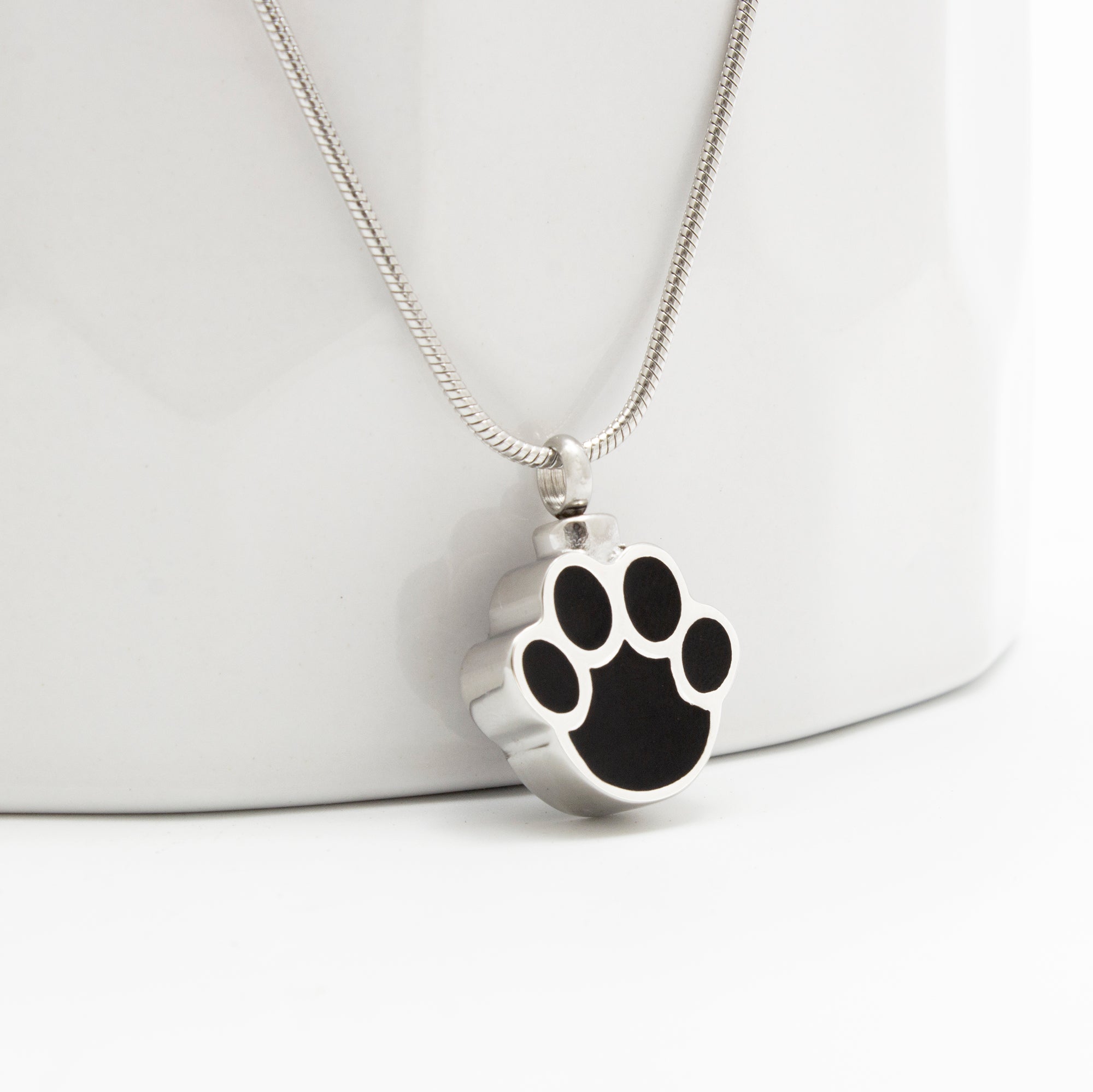 "The best memory of your Loyal Friend" Silver Dog Paw Ashes Holder Pet Memorial Necklace