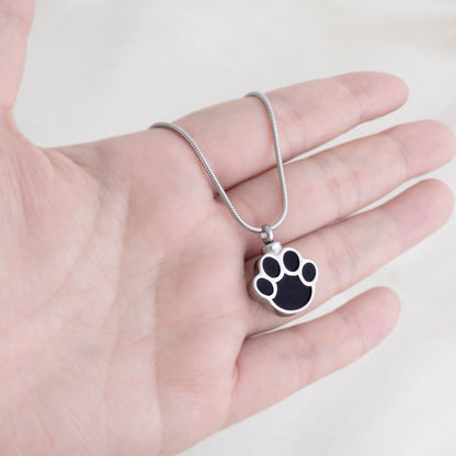 "The best memory of your Loyal Friend" Silver Dog Paw Ashes Holder Pet Memorial Necklace