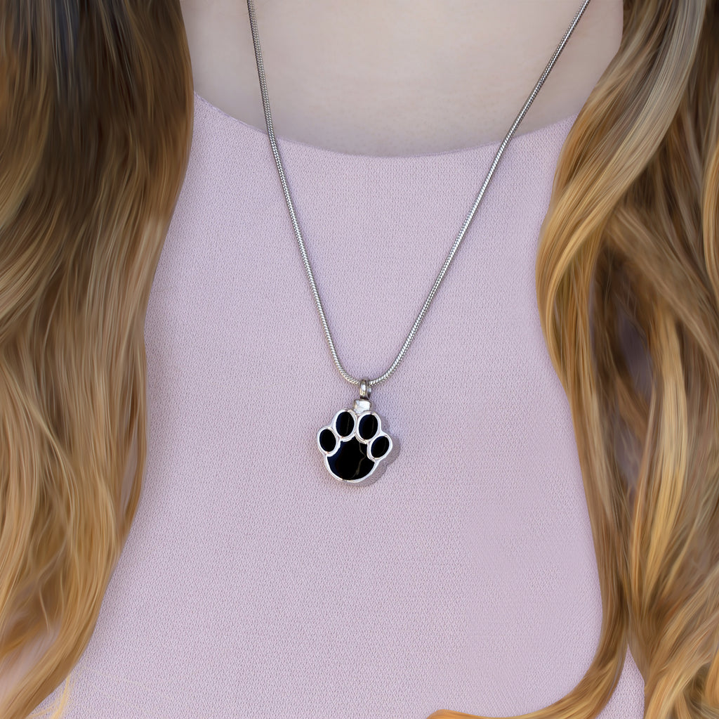 "The best memory of your Loyal Friend" Silver Dog Paw Ashes Holder Pet Memorial Necklace