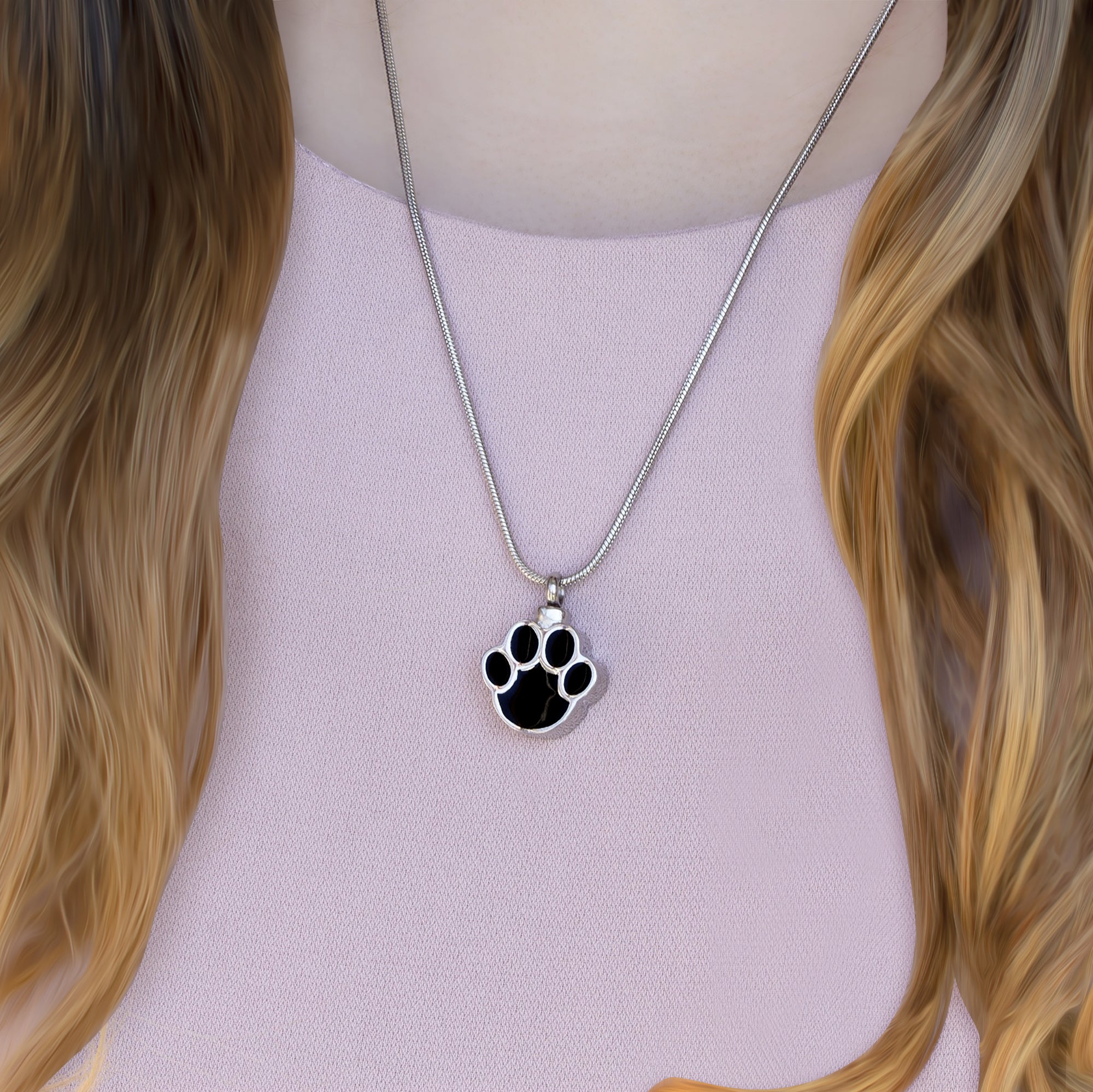 "The best memory of your Loyal Friend" Silver Dog Paw Ashes Holder Pet Memorial Necklace