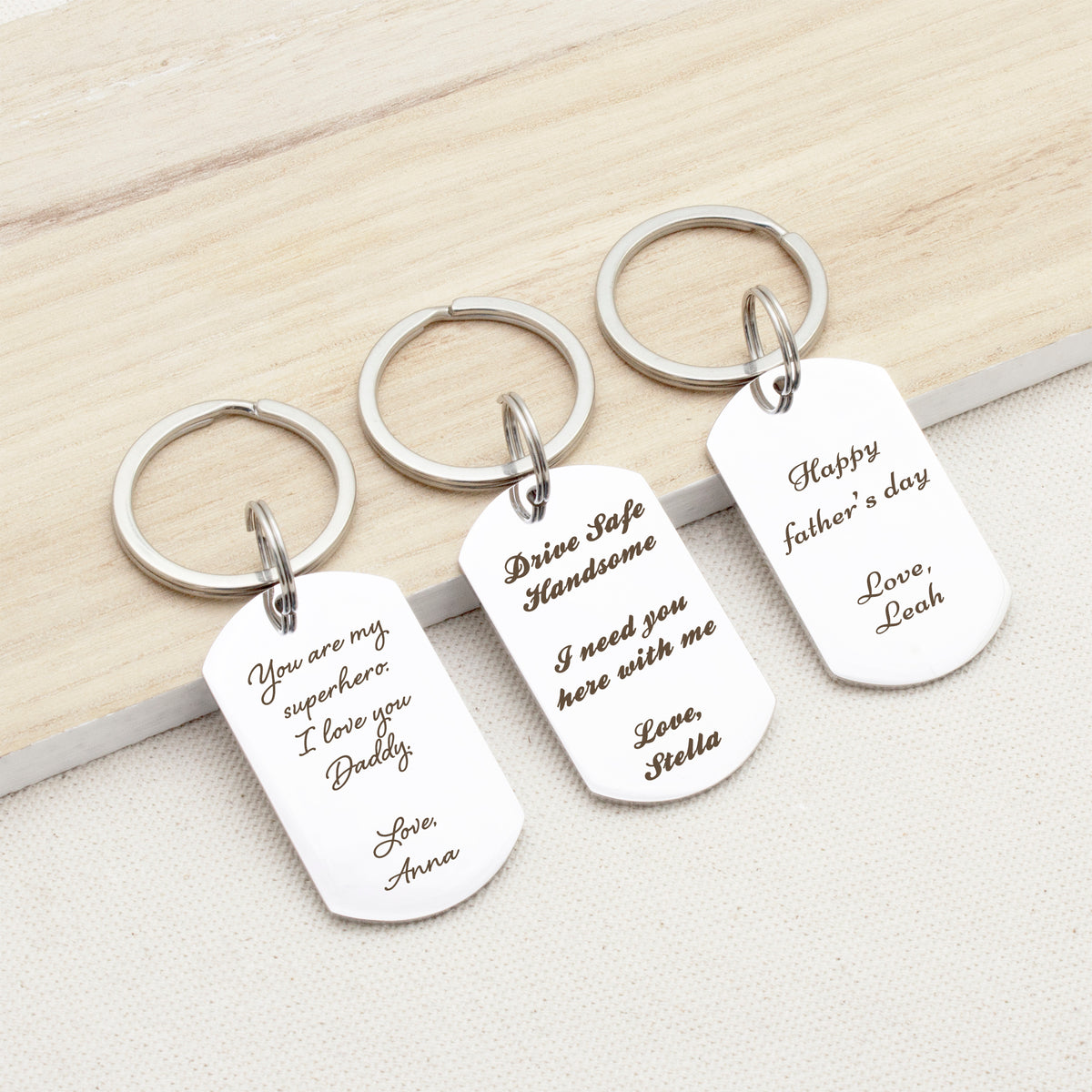 Anavia Personalized Father's Day Gift for Dad - Engraved Stack Keychain Stainless Steel - Father's Day Gift - Gift for Him - Custom Keychain - World's