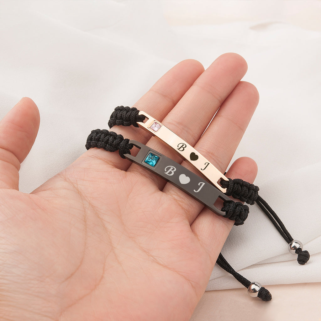 Couple's His and Her Braided Rope Bracelets