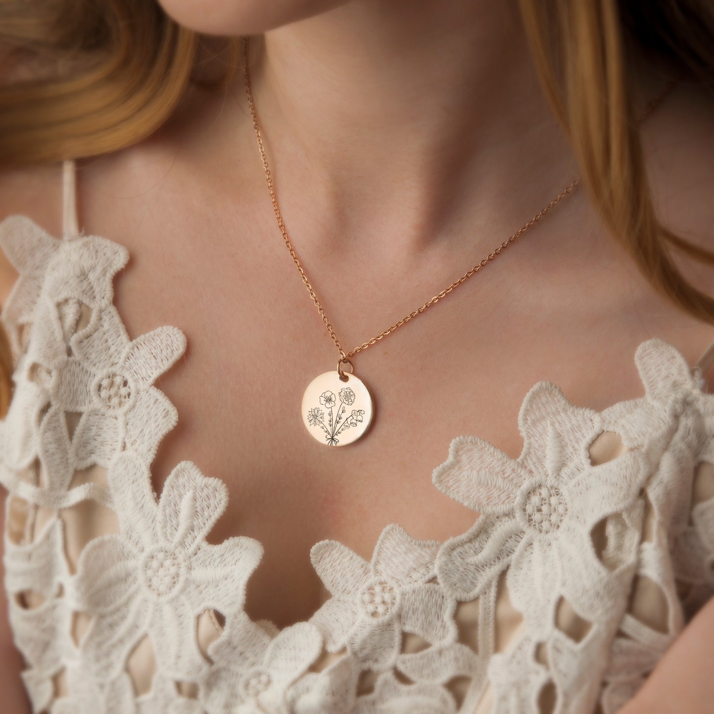 Birth Flower Bouquet Necklace