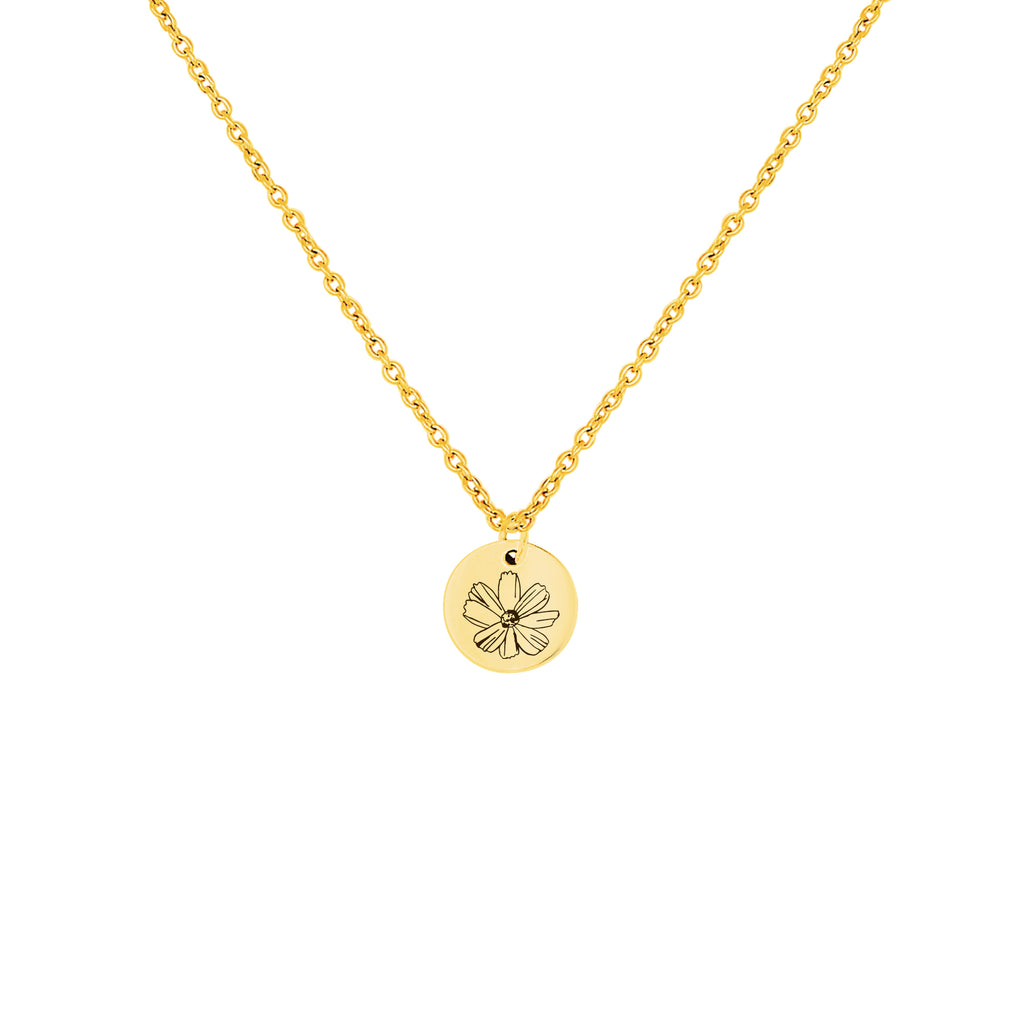 Mini Birth Flower Disc Necklaces