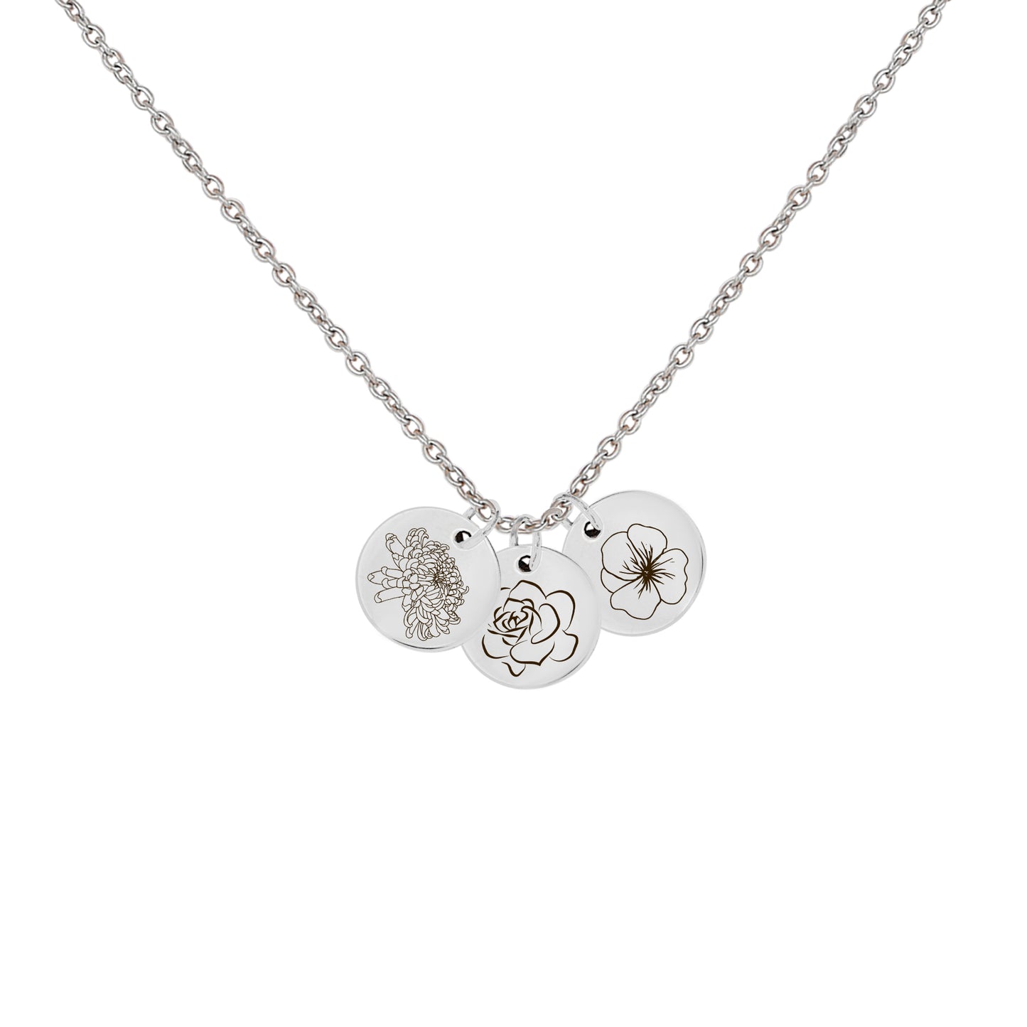 Mini Birth Flower Disc Necklaces