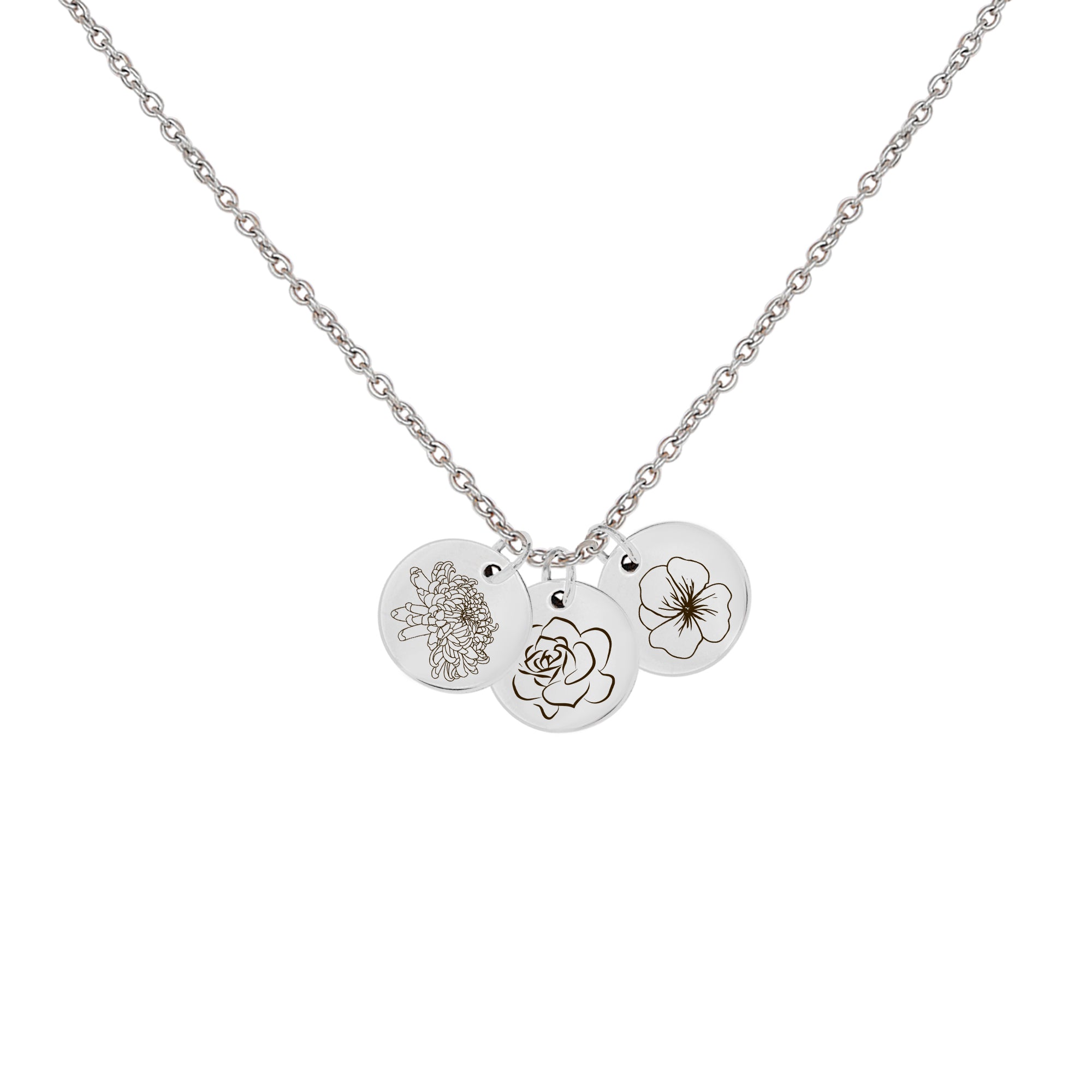 Mini Birth Flower Disc Necklaces