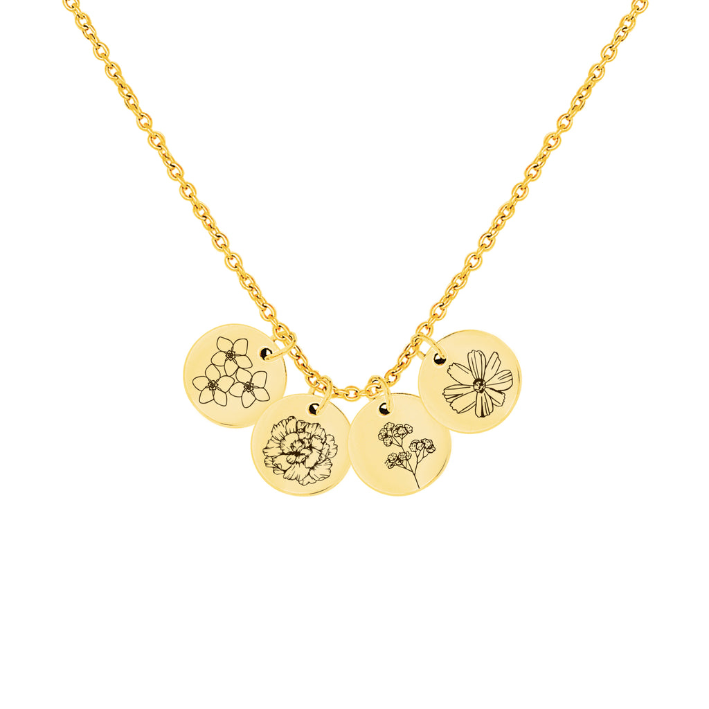 Mini Birth Flower Disc Necklaces