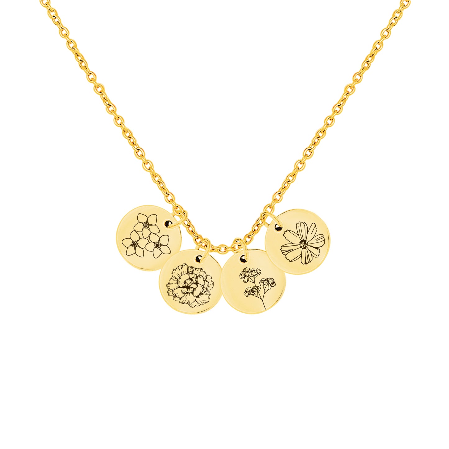 Mini Birth Flower Disc Necklaces