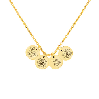 Mini Birth Flower Disc Necklaces