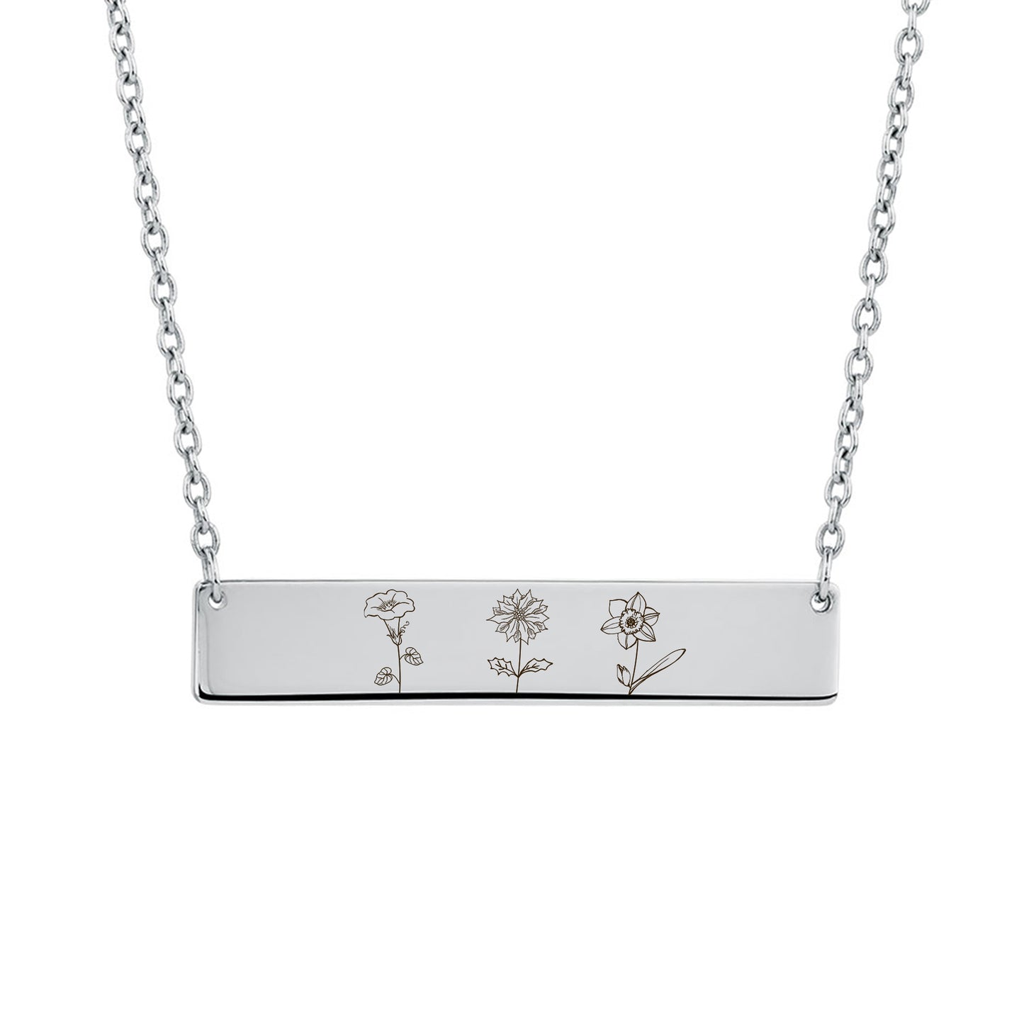 Birth Flower Bar Necklace