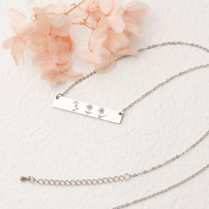 Birth Flower Bar Necklace