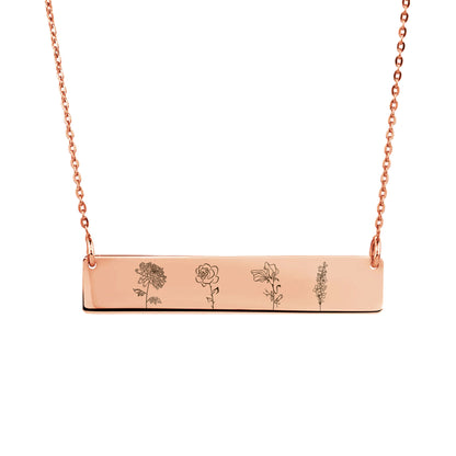 Birth Flower Bar Necklace