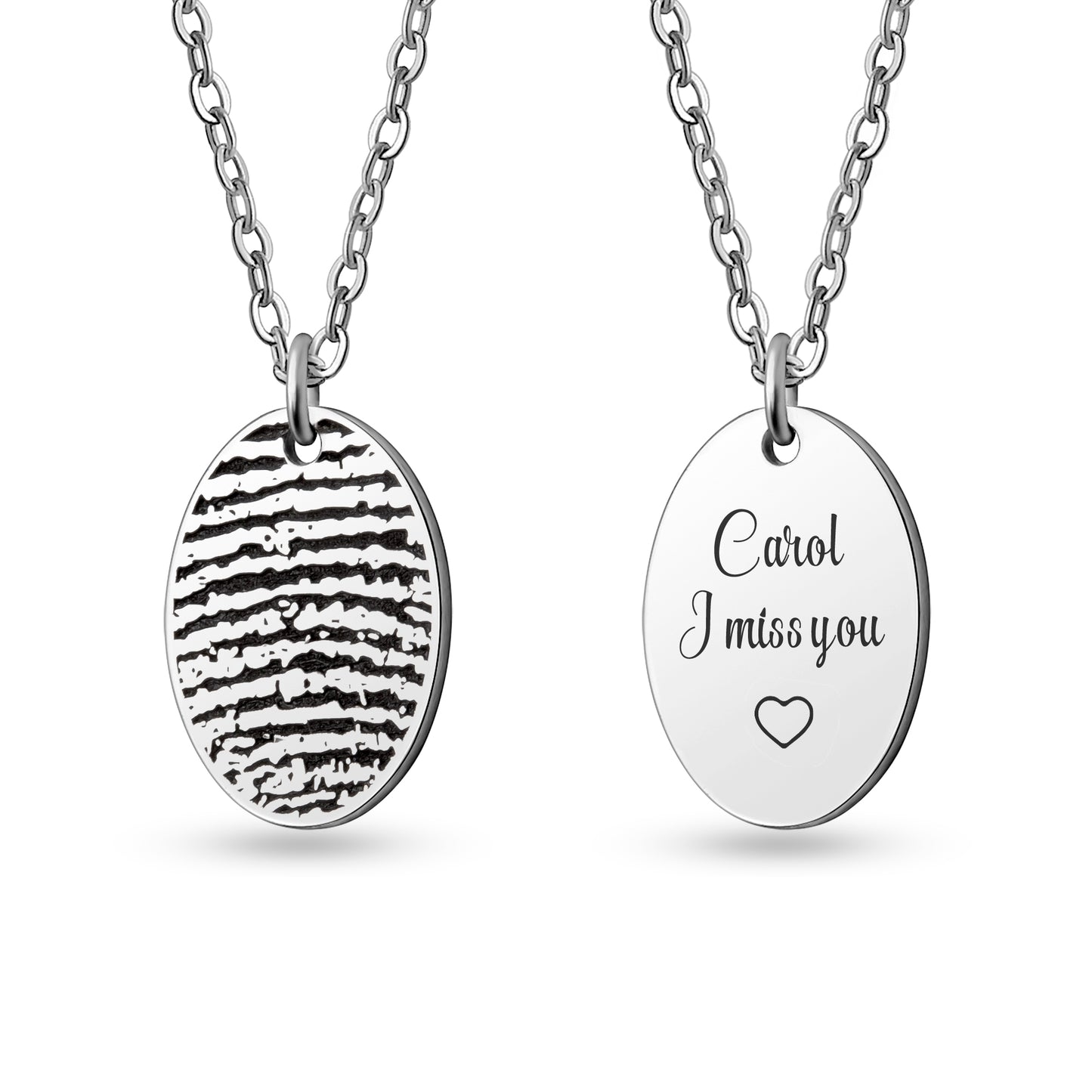 Actual Fingerprint Oval Necklace