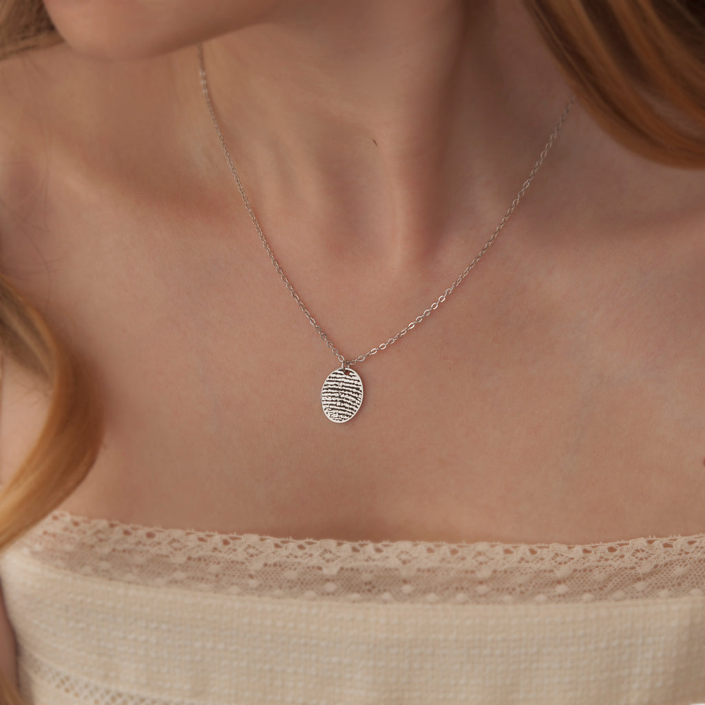Actual Fingerprint Oval Necklace