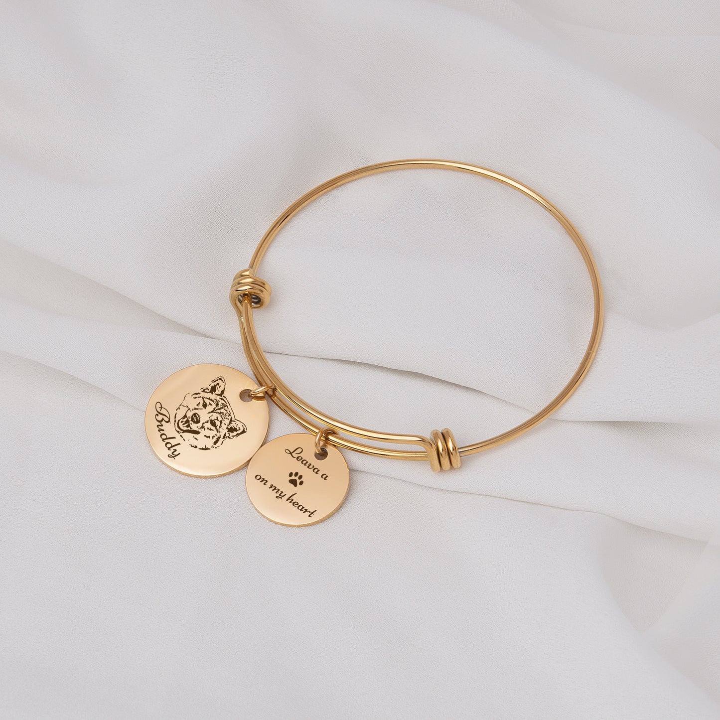 Custom Pet Portrait Charm Adjustable Bangles