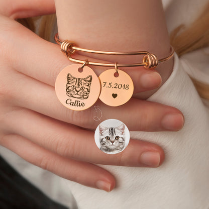 Custom Pet Portrait Charm Adjustable Bangles