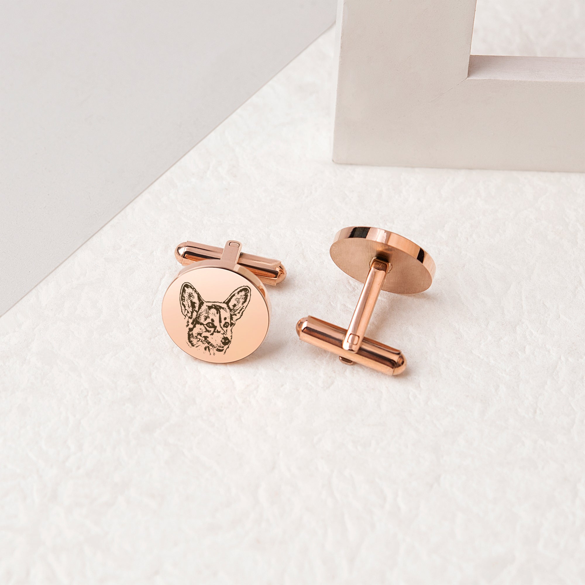 Round Pet Portrait Cuff Links