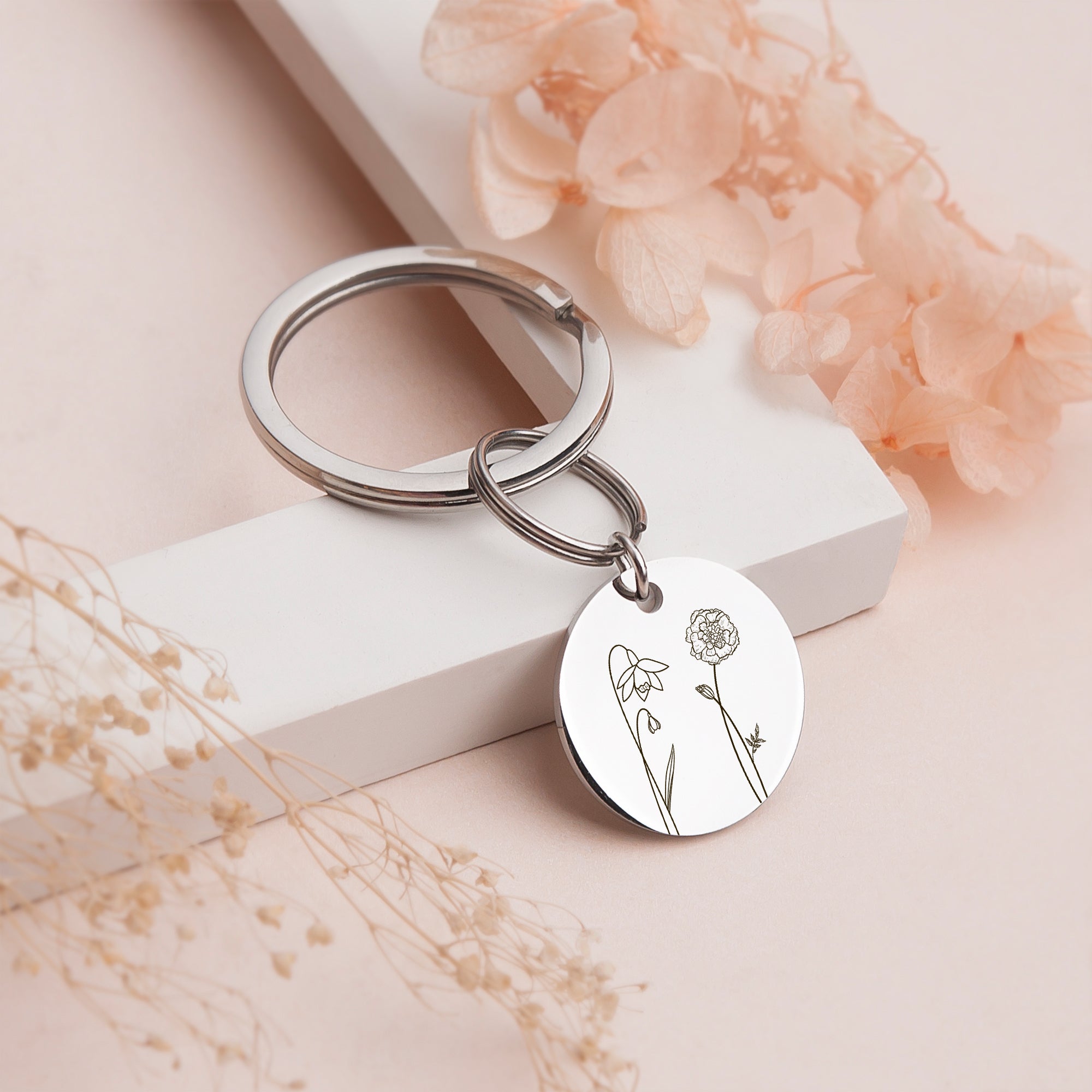 Birth Flower Garden Key Chain