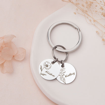 Birth Flower Keychain