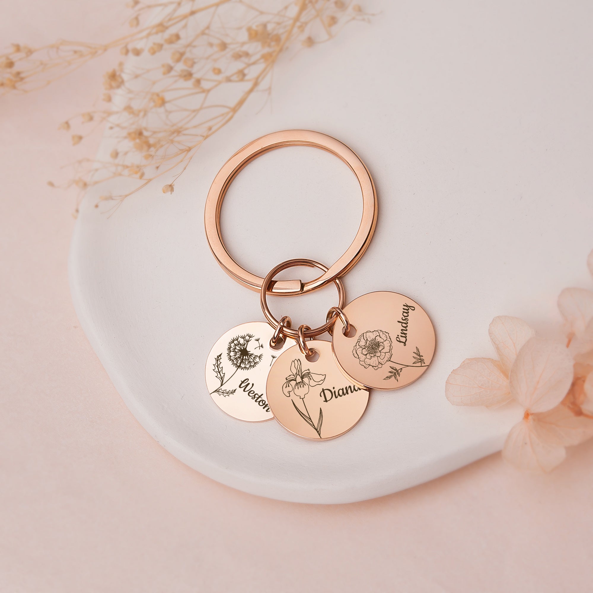 Birth Flower Keychain
