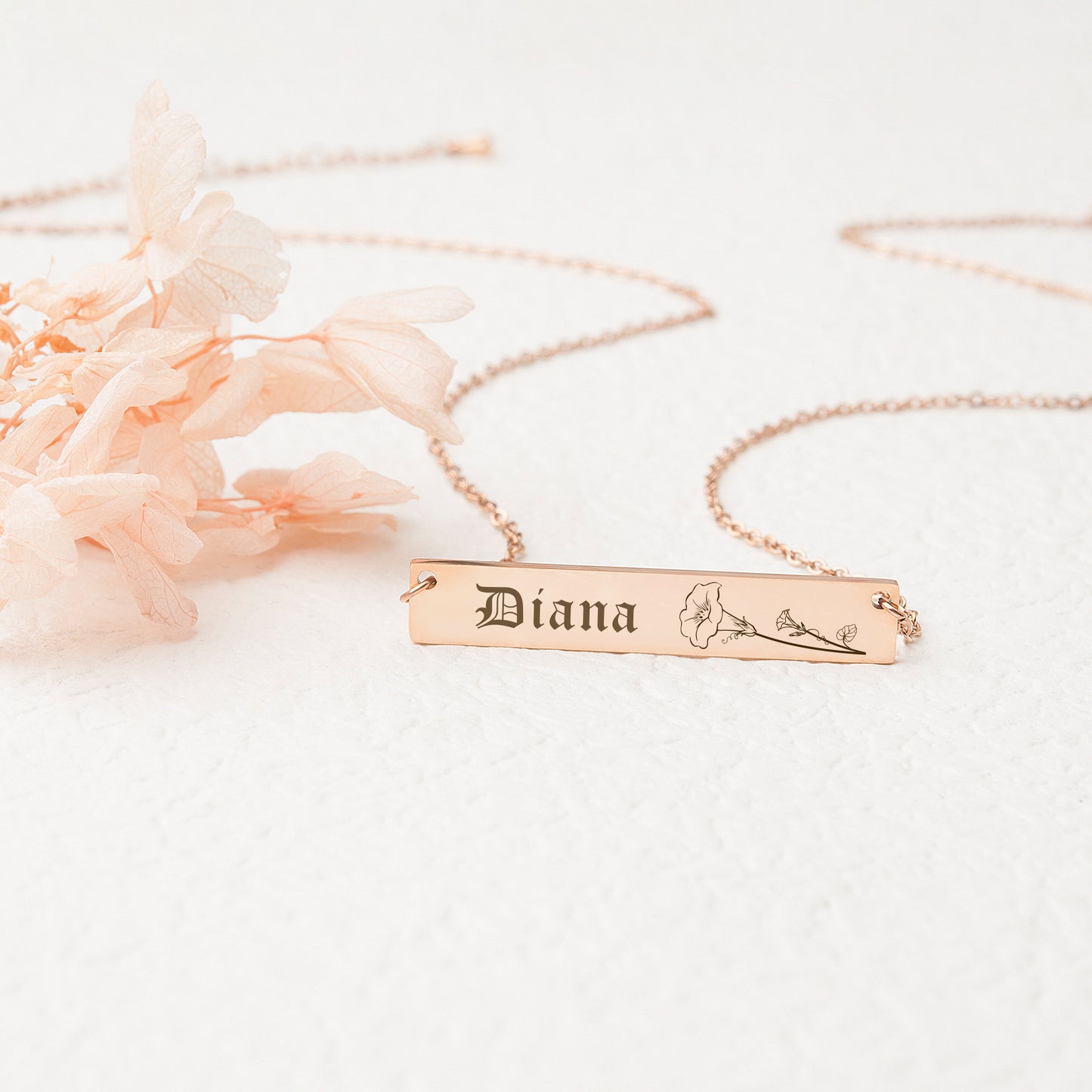 Custom Birth Flower Bar Necklace