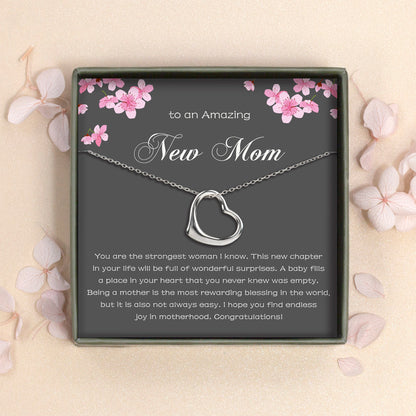 "To An Amazing New Mom" Dangling Heart Necklace