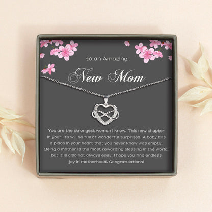 "To An Amazing New Mom" Infinity Heart Necklace