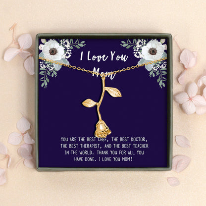 "To an Amazing New Mom" Mother's Day Card and Rose Necklace Gift Set