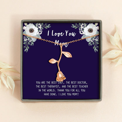 "To an Amazing New Mom" Mother's Day Card and Rose Necklace Gift Set