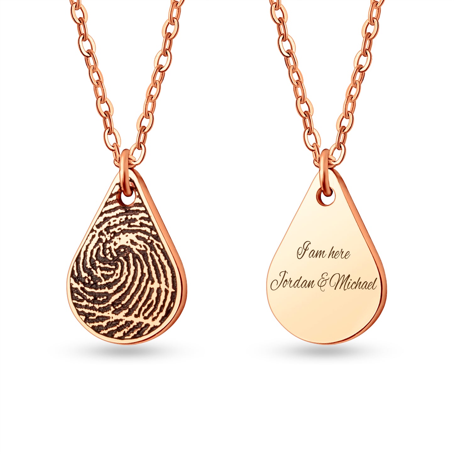 Custom Actual Fingerprint Teardrop Memorial Necklace