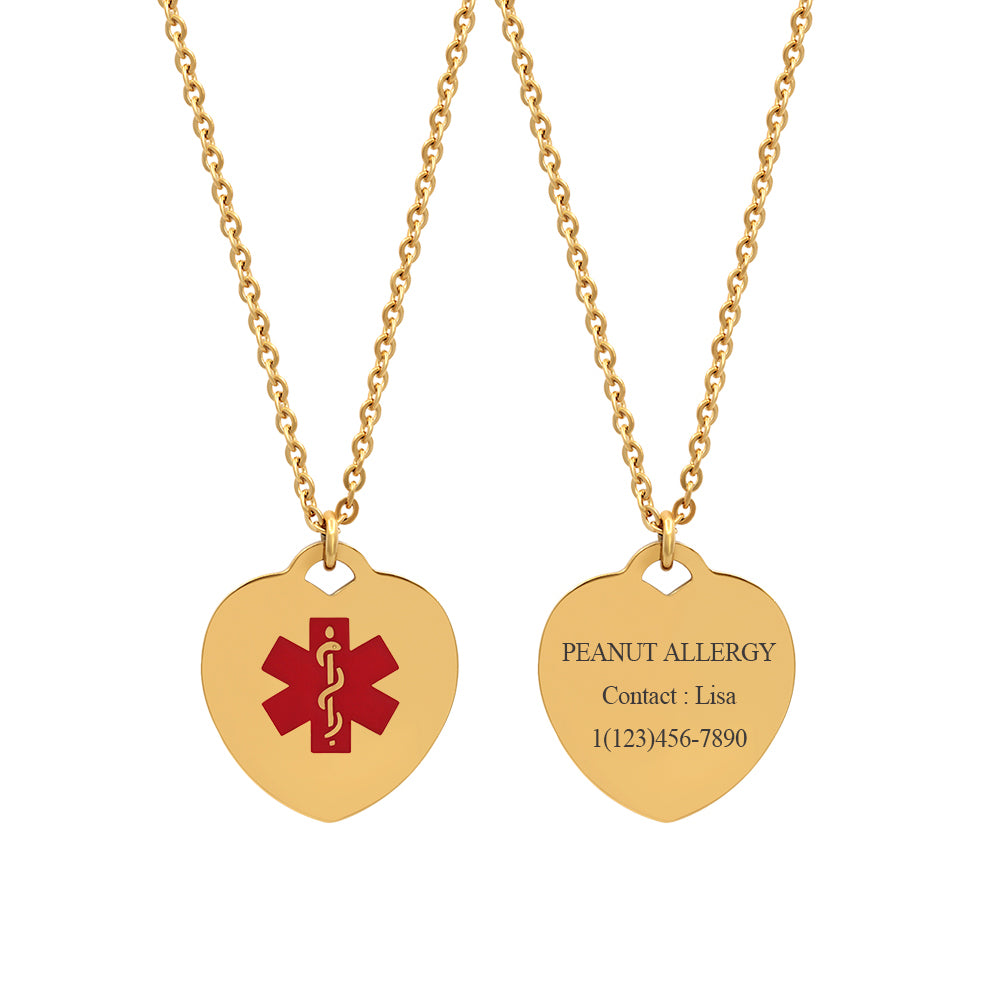 Heart Medical Alert ID Necklace