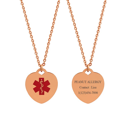 Heart Medical Alert ID Necklace