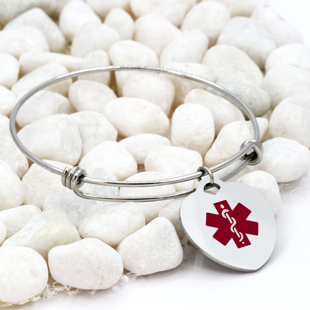 Custom Heart Shaped Medical ID Alert Adjustable Bracelet